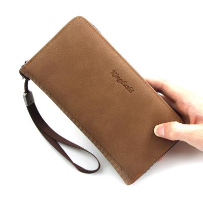 China Waterproof Zipper Coin Purse Men Grab Zipper Vintage Big Business Male Wallet For Business Men for sale