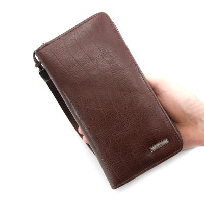 China New Waterproof PU Men Leather Bags Grab Male Long Wallet With Coin Pocket Zipper for sale