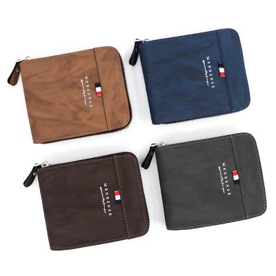 China New Design Waterproof PU Leather Purse Short Zipper Coin Pocket Men Clips Wallet For Men for sale