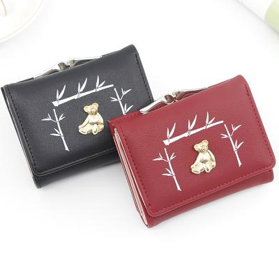 China Wholesale Waterproof PU Women Leather Coin Purse Small Wallets With Clip For Women Card Holder for sale