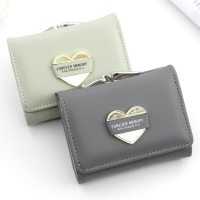 China New waterproof short Korean version ladies card bag fashion wallet multifunctional folding red purses for sale