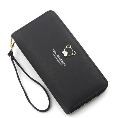 China Beautiful New Waterproof Women's Long Wallet PU Leather Clutch Cell Phone Lady Bags Zipper Leather Wallets for sale