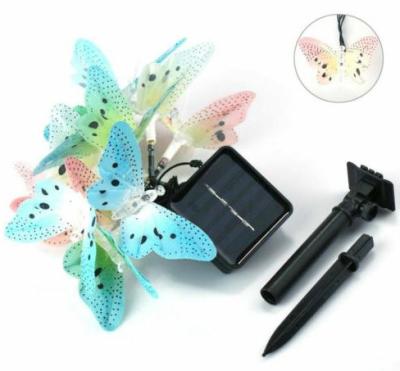 China Multi Color Solar Powered String Garden Lights , 10 LED Fiber Optic Butterfly Night Light for sale