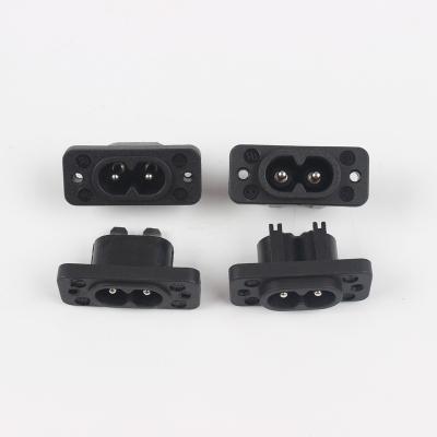 China Industrial IEC 180Degree AC Power Plug Socket 2 Pins AC006 2.5A 250V AC Inlet Plug for sale