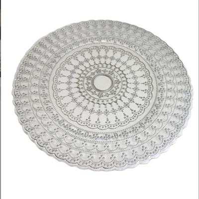 China New Large Crystal Glass Mirror Wedding Charger Jeweled Round Classic/Postmodern Plate for sale