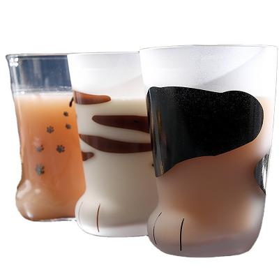 China New 300ml classic/postmodern, Cat Paw Cat Foot Milk Glass Cup with the spoon for sale