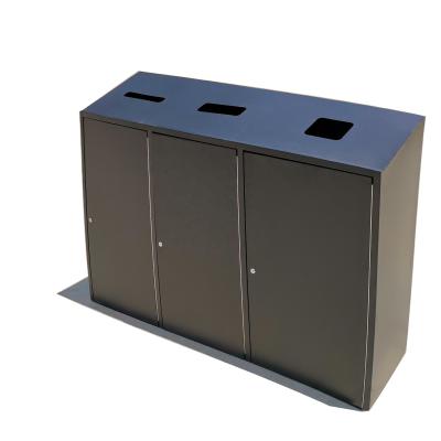 China Solid Waste Customized 1100L Metal Aluminum Waste Steel Garbage Bin With Three Doors For Waste Sorting for sale