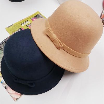 China European and American style autumn and winter fashion woolen lady felt bowknot hats equestrian hat for sale