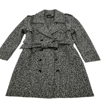 China 2021 Breathable Custom Hot Sale Ladies White Spotted Tweed Manufacturer Coat With Belt for sale