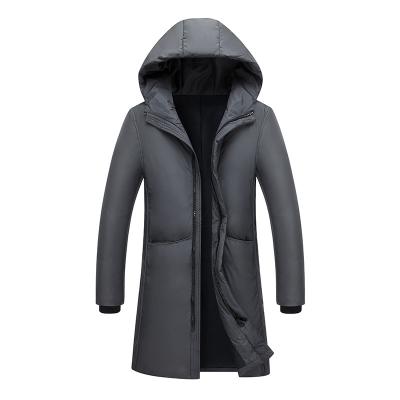 China Anti-Wrinkle Warm Hooded Fleece Jacket Men's Fashion Trendy Plus Size 2021 Winter New Down Jacket Men's Mid Length for sale