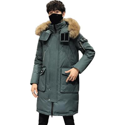 China 2022 new autumn and winter men's long hooded raincoats padded down jacket plus size jacket for sale