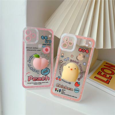 China Stress Reliever 3D Phone Case Shockproof Sublimation For iPhone 13 Mini 11 12 Pro 8 7 Max Peach Chick Toys Mobile Case Cute Se X XS XR for sale