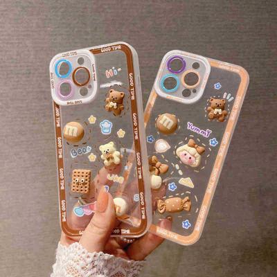 China Lovely 3D Cookie Bear Shockproof TPU Soft Phone Case For iphone 13 pro phone 11 13 13 pro Max SE 7 XS X XR 8 plus Kawaii cover for sale