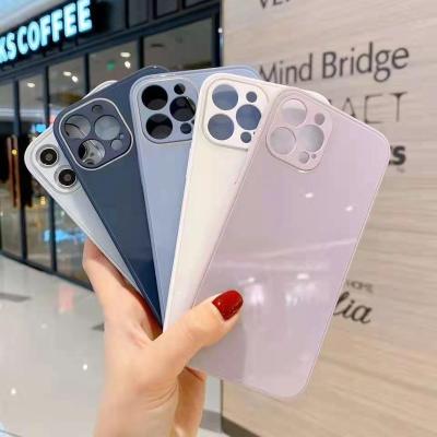 China 100% Best Selling Eco-friendly Solid Color Scratch Resistant Full Cover Tempered Glass Phone Cases Phone Cases For Iphone 12 pro max for sale