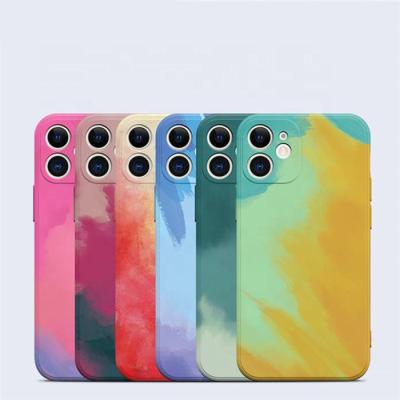 China New Style Watercolor Lightweight Shockproof Mobile Phone Liquid Silicone Case For Apple iphone 12 pro 11 Max X XR XS 6 7 Max for sale