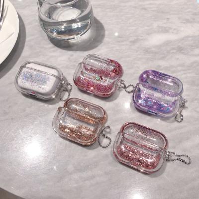 China Eco-friendly Quicksand Liquid Glitter Cover Device Clear Shockproof Plastic Case For Airpods pro for sale