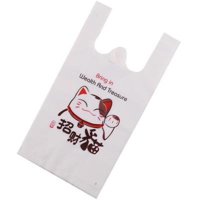 China Custom Disposable Milk Tea Bag Plastic Vest Cartoon Bag Handbag Gift Take Out Bag Thickened for sale