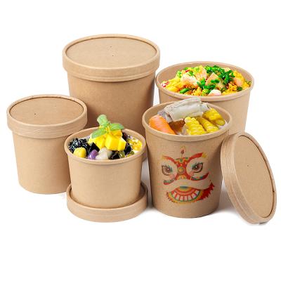 China Disposable Party Place Christmas Fruit Ice Cream Paper Cup Wrapping Paper Cup Fruit Salad Paper Cup for sale