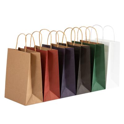 China Disposable Color Kraft Paper Bag Stock Thickened Bag Gift Package Takeout Baking Handbag Printed Logo for sale