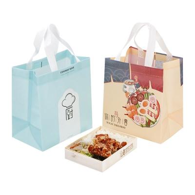 China Promotional Stock LOGO Printing Custom Food Recyclable Laminated Non Woven Carry Bag for sale