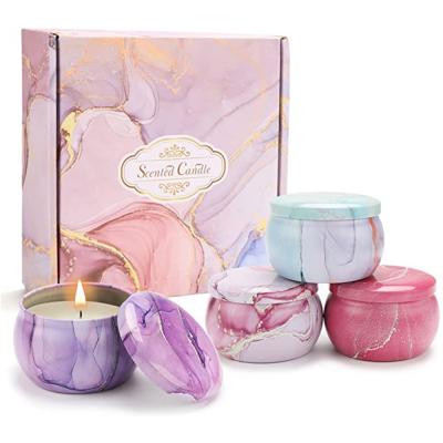 China Recyclable Wholesale Aromatherapy Soy Wax Scented Candles Lavender Candles Label Scented Bulk Gift Set for sale