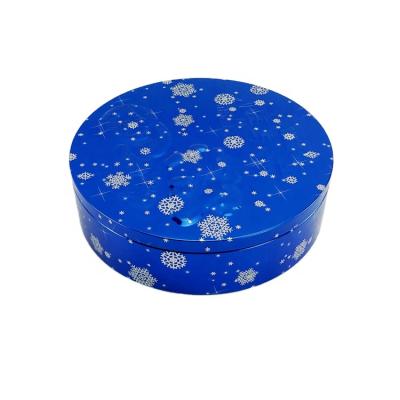 China Food Grade Christmas Food Grade Round Metal Rectangle Fancy Decorative Cookies Cake Cookie Tin Can Snacks for sale