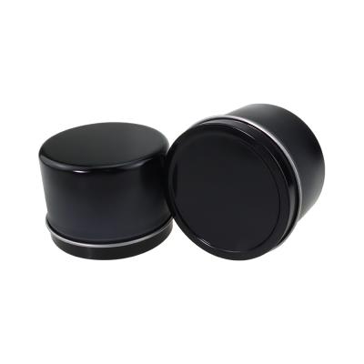 China Metal Mint Embossed Round Seamless Tin Jar Care 4Oz 8Oz Matt Black Candle Candy Printing Recyclable Gift for sale