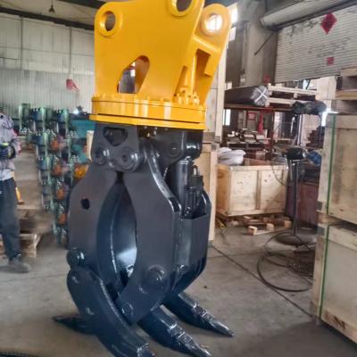 China Control Forestry Wood Timber Log Tree Branch Bark Root Hydraulic Wood Grapple Stone Grapple For Excavators Attachments for sale