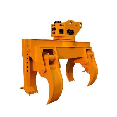 China Powerful 25 Mpa Electric Pole 1300kg Excavator Rotating Grab / Setter Grapple for sale