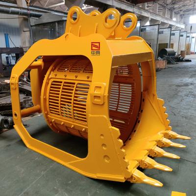 China Aanpasbare graafmachine Hydraulische roterende screening emmer 3000 Fabriek Te koop