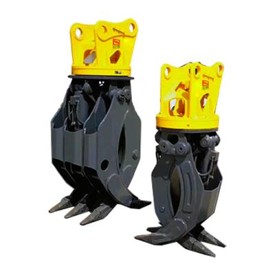 China Wood Transportaion 410 Excavator Hydraulic Hooker Clamp 360 Degree 3 2 Rotary Grabber for sale