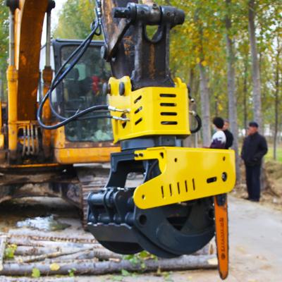 China Mini Excavator Grapple Saw Attachment Wood Cutter 800*450*1100mm Grabber With Saw for sale