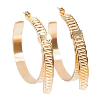 China FASHIONABLE High Quality 18K Gold Plated Stainless Steel Watch Band Hoop Earrings Trendy Jewelry E201157 for sale