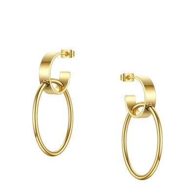 China TRENDY High Quality 18K Gold Plated Stainless Steel Big And Small Upset Hoop Earrings E201178 for sale