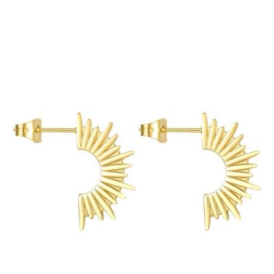 China FASHIONABLE High Quality 18k Gold Plated Stainless Steel Fan Flap Earrings E201173 for sale