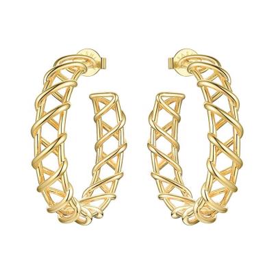 China TRENDY Fashion High Quality 18K Gold Plated Jewelry Brass Weave Shape Big Circle Hollow Circle For Women Earrings E191138 for sale