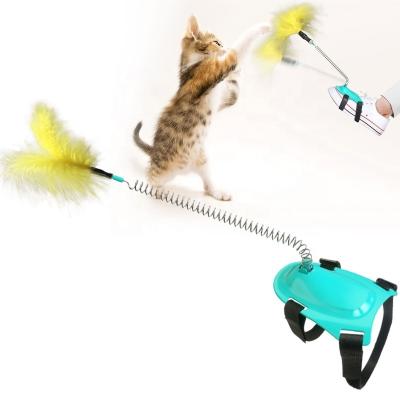 China Viable Feather Toy Cat Stick High Elastic Spring Cat Toys Stick Pet Kitten Interactive Kitty Training Toys Cat Teaser Foot Tied Funny for sale