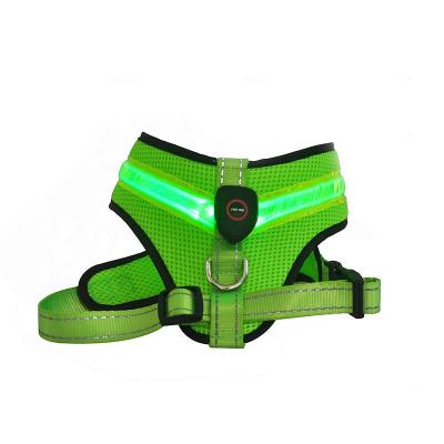 China New LED Lights Dog Harness Lit Up USB Rechargeable Pet Harness Illuminated Reflective Glowing Adjustable Soft Padded Dog Vest for sale