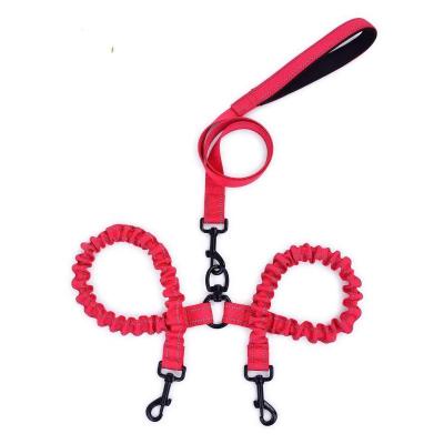 China Factory Wholesale Custom Double Dog Leash Reflective Bungee For Two Dogs Double Dog Leash 360 Swivel No Tangle Walking Training Leash for sale