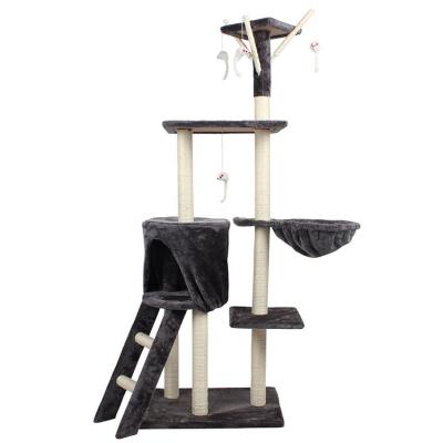 China Sustainable Luxury Cat Condo Play Tower Cat Treehouse with Scratcher Posts Wooden Pet Cat House for Scratcher Outdoor Indoor Furniture for sale