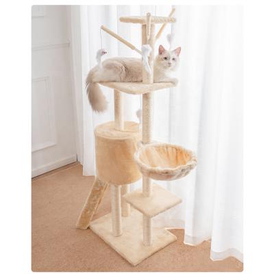 China Large Natural Amazon Pet Housing Cat Scratching Post Toys Sisal Rope Tower Wooden Cat Tree House Wooden Scratcher for sale