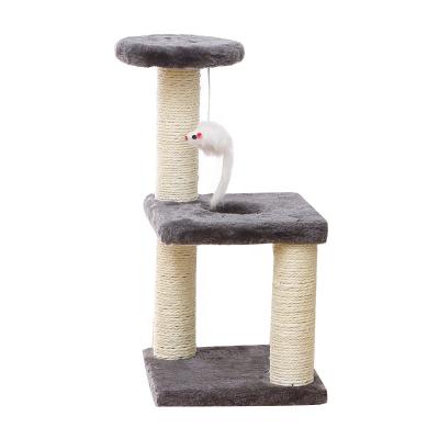 China Sustainable Plant Natural Sisal Cat Tree House Cando Cat Fur Activity Cat Kitten Tree Scratching Post Plush Tower Scratcher Furniture for sale