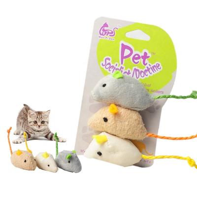 China New Viable 3 Pcs Kitten Mice Realistic Cute Cats Mouse Plush Toys For Pet Cat Chew Toy Soft Interactive Mouse Plush Stuff Toy for sale