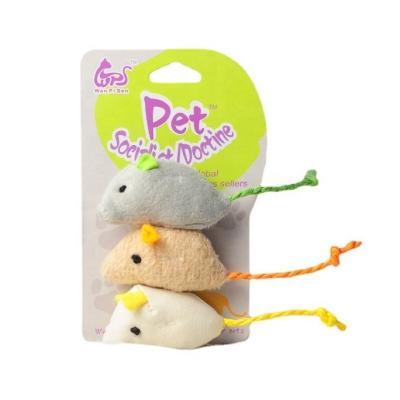 China Factory Wholesale 3 Pcs Cats Mouse Plush Toys Viable Cute Kitten Mice For Pet Cat Chew Toy Soft Interactive Mouse Plush Stuff Toy for sale