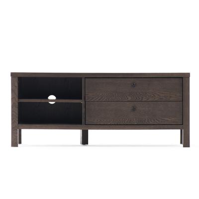 China Open Grid Modern Style Living Room Simple Style Dark Brown Cabinet Console Table Unit MDF TV Stand Furniture With Drawers for sale