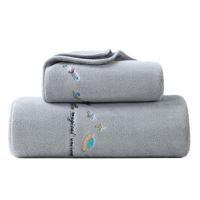 China Double Side Strong Thick Body Coral Fleece Towel Set For Hypoallergenic Gift Water Absorption for sale