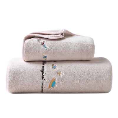 China Custom Hypoallergenic Fabric Coral Fleece Towel For Bathing by Logo Household High Density Thick for sale