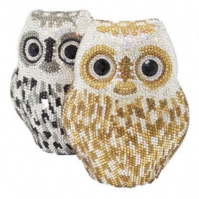 China Diamond Wholesales Luxury Trendy Fully Crystal Rhinestone Clutch Evening Bag for Formal Party 3D Owl Diamond Purse Evening Shoulder Bags for sale