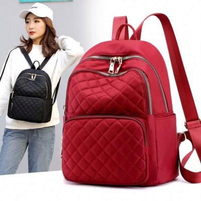 China New Waterproof Fashion Student Backpack Rhombus Embroidered Wire Travel School Bag Waterproof Double Back Female Bag for sale