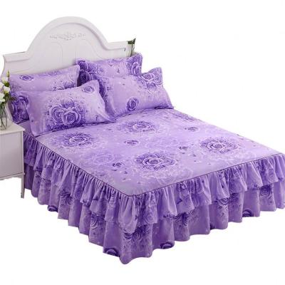 China Graceful Wedding Housewarming Gift Bedspread Bedroom Bedspread Lace Fitted Sheet Floral Home Bedspread Coverlet for sale